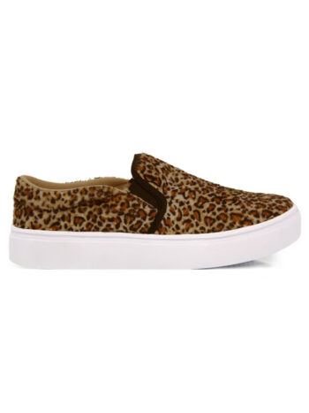 Slip On Feminino Plataforma Elástico Onça